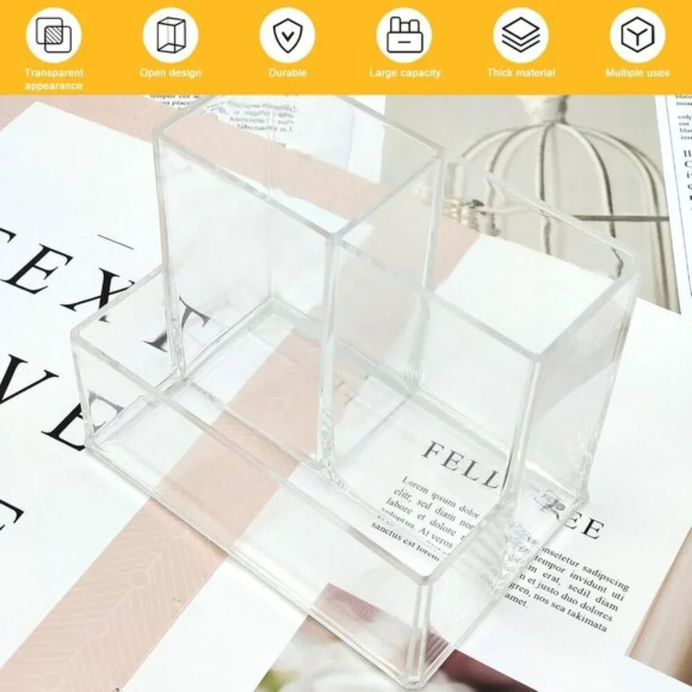 New Clear Acrylic Makeup Brush Organizer, 3-Slot Holder for Vanity or Desk Use